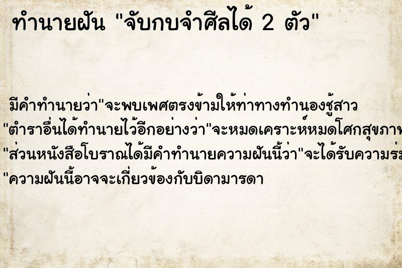 ทำนายฝันจับกบจำศีลได้2ตัว ทำนายฝันทำนายฝันจับกบจำศีลได้2ตัว